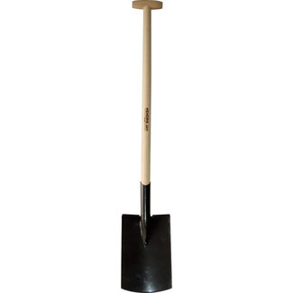 Hendrik Jan Spade met opstap en essenhouten steel 85 cm gelakt blad
