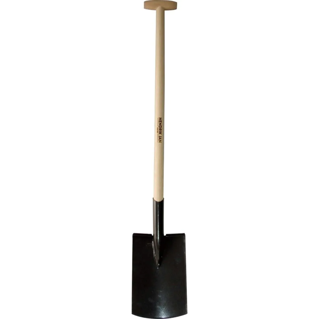 Hendrik Jan SSpade met opstap en essenhouten steel 85 cm gelakt blad