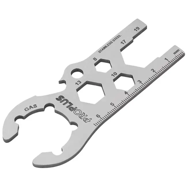 ProPlus RVS multifunctionele gasflessleutel 8 10 13 17 19 mm met flessenopener voor gasflessen
