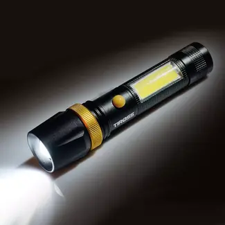 TIROSS Oplaadbare waterbestendige led zaklamp 450 lumen met zoom, magneet en cob zijlicht