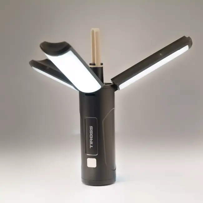TIROSS Oplaadbare multifunctionele werklamp met 1800 mAh accu, magneetvoet en waarschuwingslicht