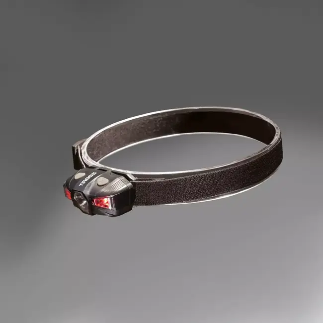 TIROSS Ultralichte LED hoofdlamp op AA-batterij met wit en rood waarschuwingslicht