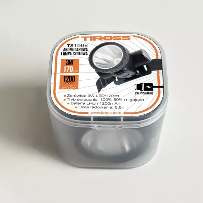 TIROSS Compacte oplaadbare hoofdlamp met 1W LED en verstelbare band - 1200mAh accu - USB-C