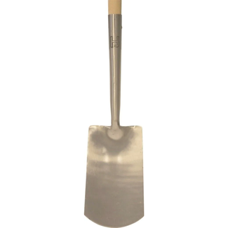 Hendrik Jan Gesmede en gepolijste spitspade met essenhouten steel 90 cm voor zware grond en grasranden