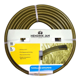 Hendrik Jan Gewapende tuinslang 50 m, 13 mm, kruislings versterkt, algwerend tot 25 bar