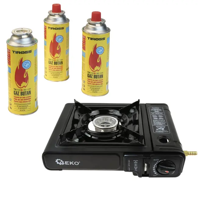 GEKO Compacte campingkookplaat - dual-fuel - 2,5 kW - matzwart