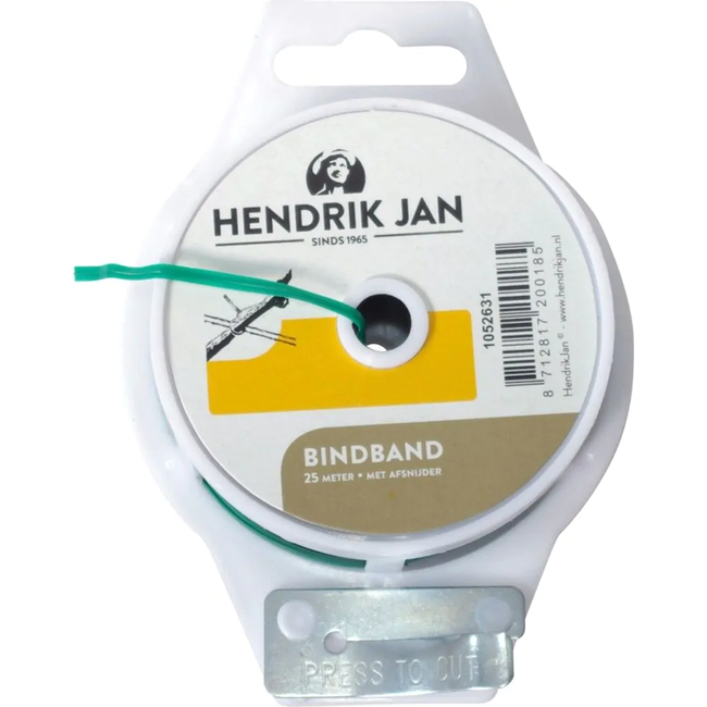 Hendrik Jan Groene bindband 50 m met afsnijder en ijzerdraadkern voor planten geleiden en bundelen