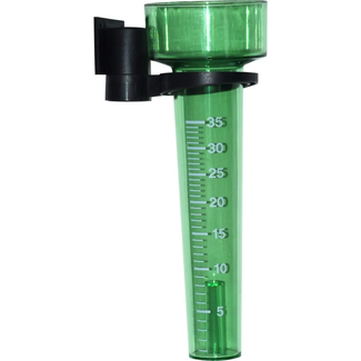 Hendrik Jan Regenmeter met stokhouder en schaal tot 35 mm, meet neerslag duidelijk in millimeters