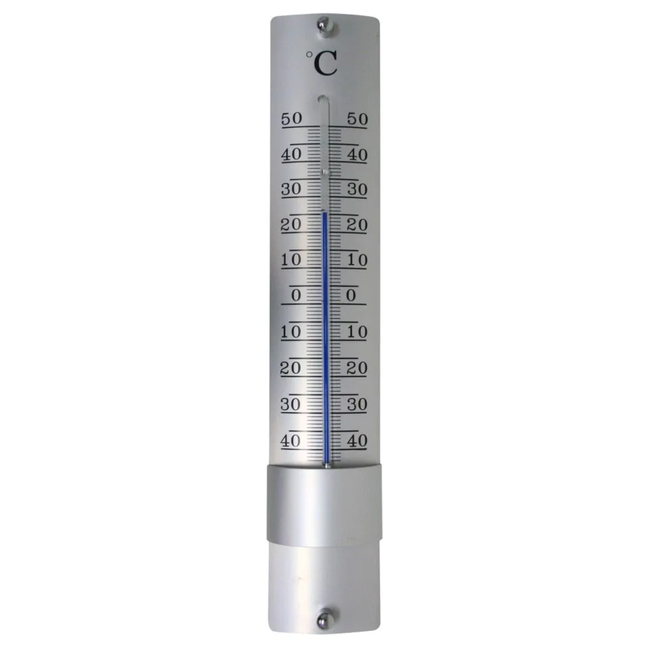 Hendrik Jan Aluminium buitenthermometer 21 cm met blinde bevestiging, bereik -45 tot +50 °C