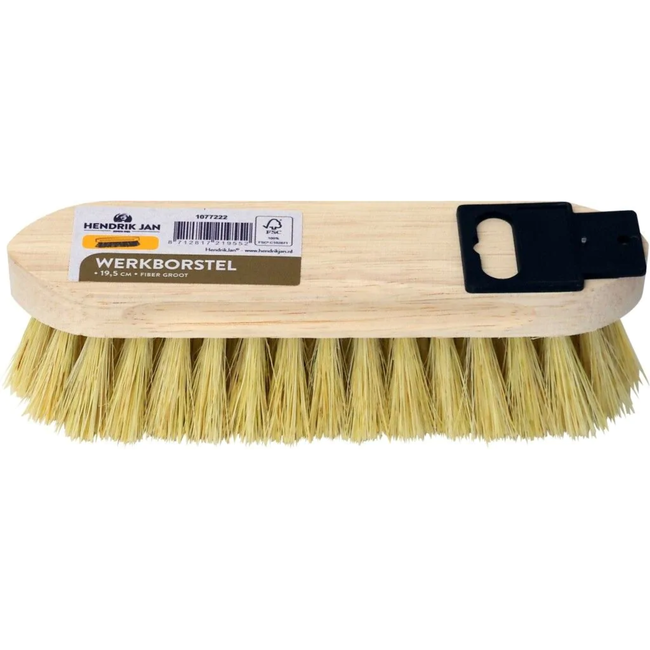 Hendrik Jan Werkborstel fiber 19,5 cm met middelharde natuurvezels voor droog en nat vuil