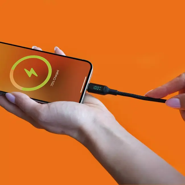 MORRE USB-C naar USB-C kabel 1,5 m met vermogensdisplay, snelladen 100 W, aluminium