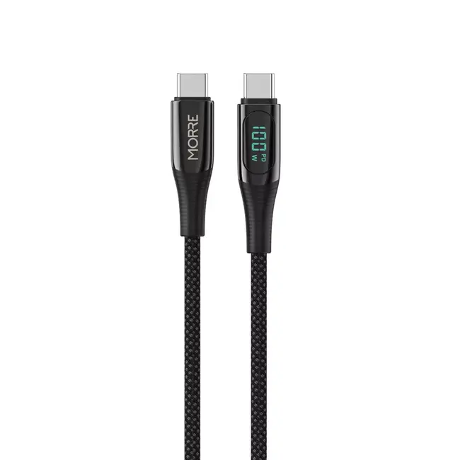 MORRE Gevlochten USB-C naar USB-C kabel 1,5 m met display, 100 W, zink en 480 Mbit/s