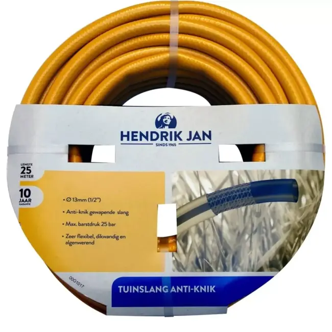 Hendrik Jan Flexibele anti knik tuinslang 25 m 13 mm, dikwandig gewapend, algenwerend, barstdruk 25 bar