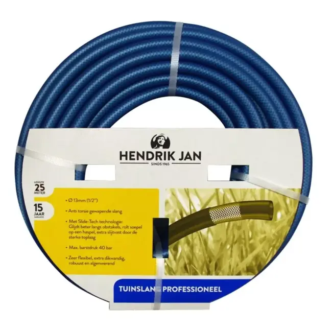 Hendrik Jan Professionele tuinslang 25 m 13 mm, anti-knik en anti-torsie, soepel oprolbaar