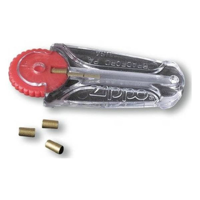 Zippo Transparante vuursteen dispenser met 6 vuursteentjes, snel vervangen, compact mee te nemen