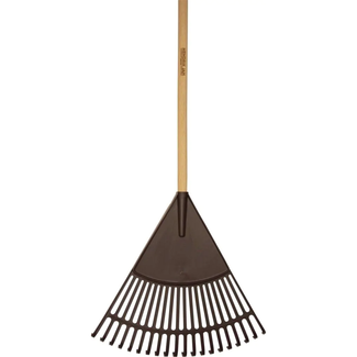 Hendrik Jan Lichte kunststof bladhark 45 cm met 21 gebogen tanden en FSC houten steel 150 cm