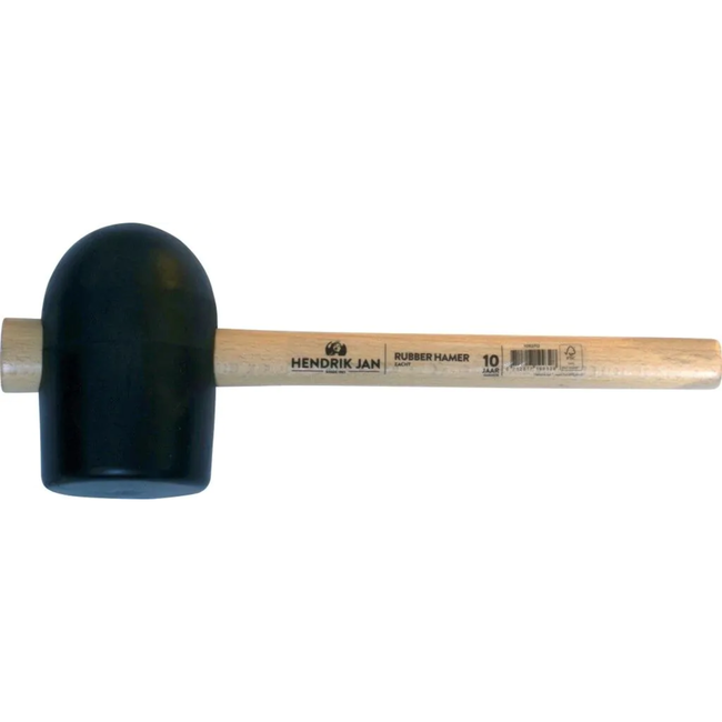 Hendrik Jan Zachte rubberhamer 845 g met vlakke en ronde baan, 90 mm slagkant en essen steel