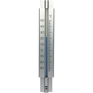 Hendrik Jan Aluminium buitenthermometer zilver 30 cm met bevestigingspunten, -40 tot +50 °C