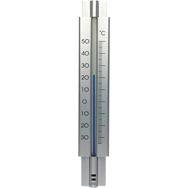 Hendrik Jan Aluminium buitenthermometer zilver 30 cm met bevestigingspunten, -40 tot +50 C