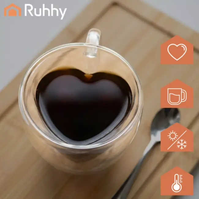 Ruhhy Hartvormig Glas - Dubbelwandig - Borosilicaat - 240 ml