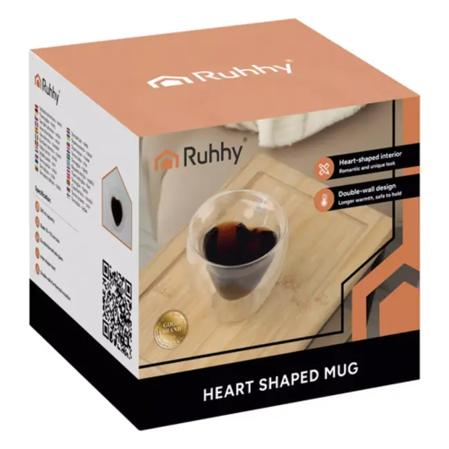 Ruhhy Hartvormig Glas - Dubbelwandig - Borosilicaat - 240 ml