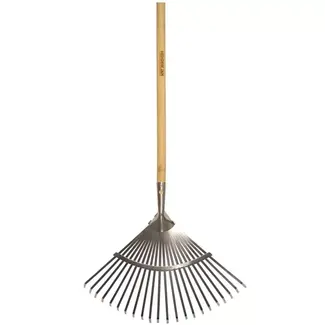 Hendrik Jan Verzinkte bladhark 440 mm met 22 tanden, essenhouten steel 150 cm en FSC-keurmerk