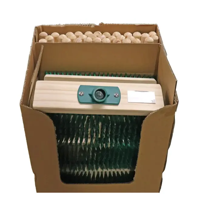 Talen Tools Terrasbezem - Harde haren - Houten steel - Display - 32 stuks