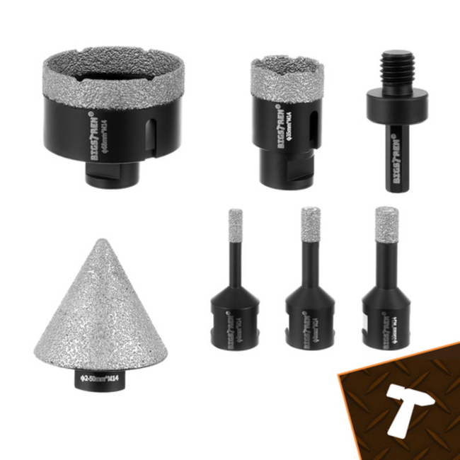 Bigstren Diamant gatenzaagset M14 6-68 mm met adapter en koffer voor porselein en beton
