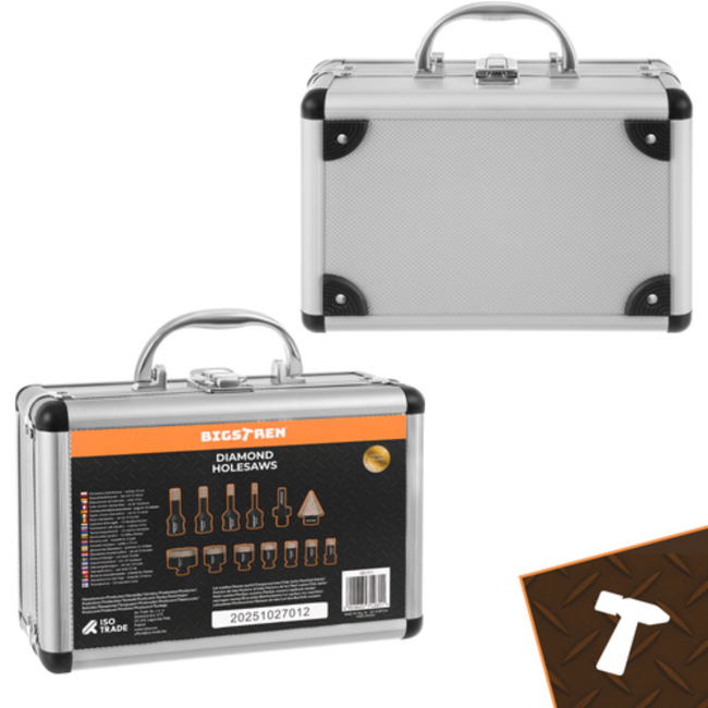 Bigstren Diamant gatenzaagset M14 6-68 mm met 11 maten, adapter en aluminium koffer