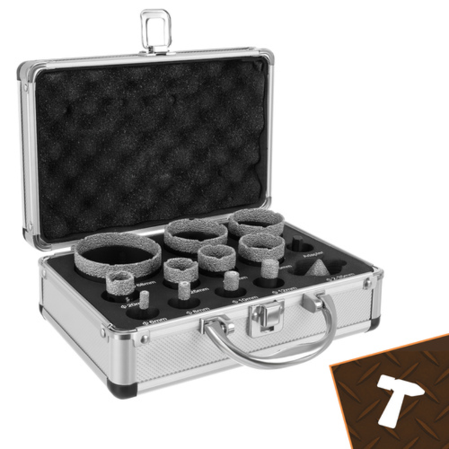 Bigstren Diamant gatenzaagset M14 6-68 mm met 11 maten, adapter en aluminium koffer