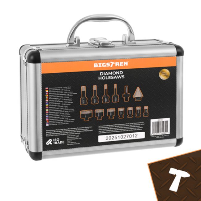 Bigstren Diamant gatenzaagset M14 6-68 mm met 11 maten, adapter en aluminium koffer