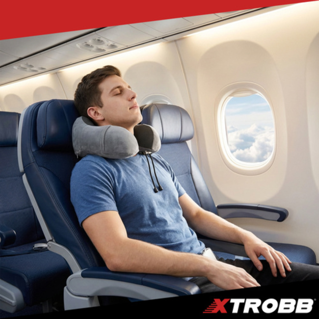 Xtrobb Reiskussen nek van traagschuim met ademende hoes, slaapmasker en oordoppen set