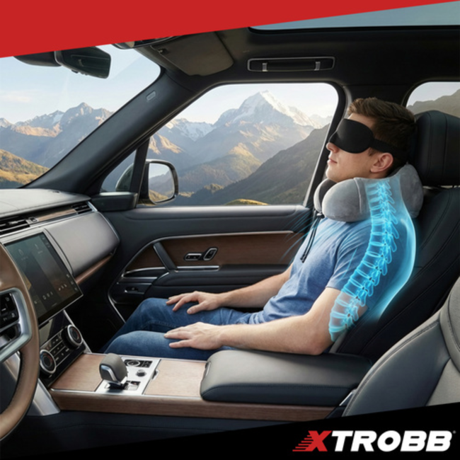 Xtrobb Reiskussen nek van traagschuim met ademende hoes, slaapmasker en oordoppen set