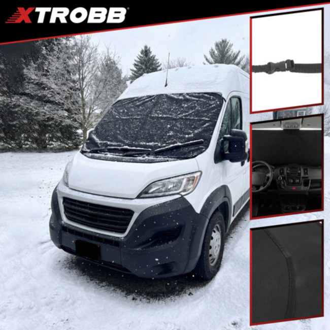 Xtrobb XXL anti-vorst ruitmat 200 x 100 cm met banden en clip voor bus en SUV