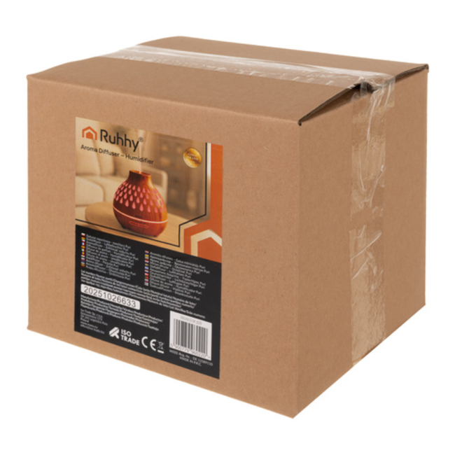 Ruhhy Stille aromadiffuser en luchtbevochtiger 400 ml met timer en 7 kleuren LED licht