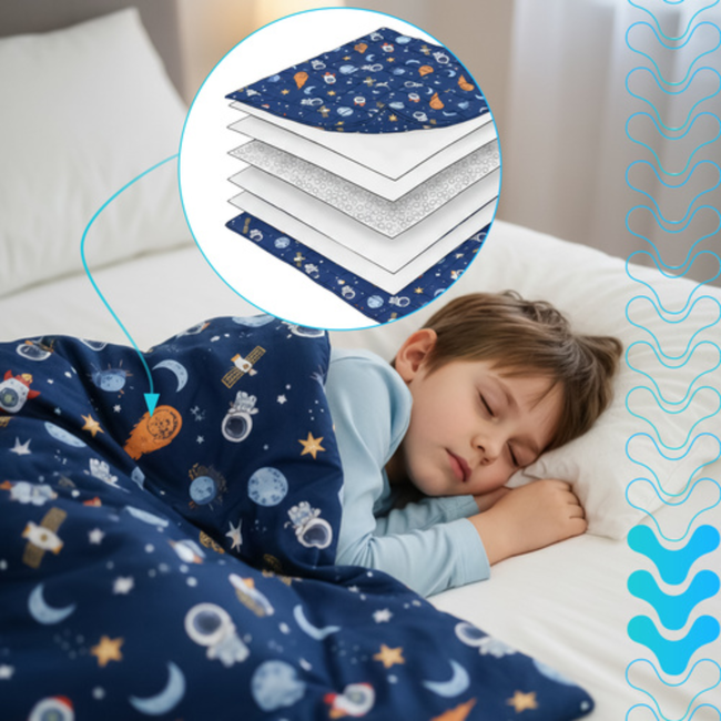 Isomedix Verzwaringsdeken voor kinderen 4 kg 100x150 met glasparels en 7-laagse opbouw