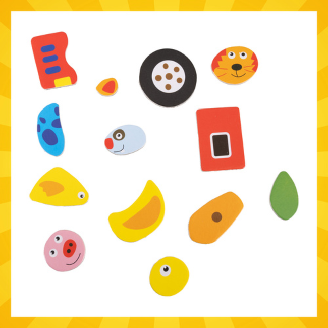 Kruzzel Dubbelzijdig tekenbord met magneten en krijtbord, 108 delen in houten koffer