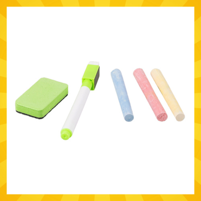 Kruzzel Dubbelzijdig tekenbord met magneten en krijtbord, 108 delen in houten koffer