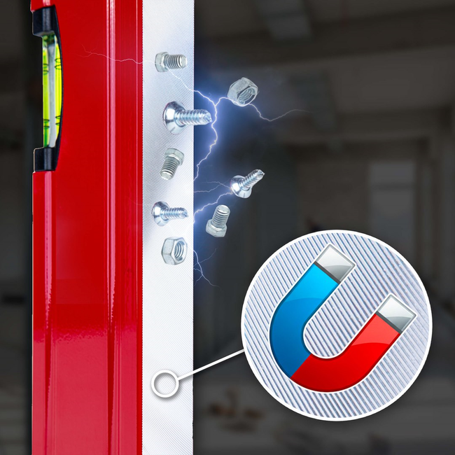 GEKO Aluminium waterpas 300 mm met sterke magneet, 2 libellen en rubber eindkappen