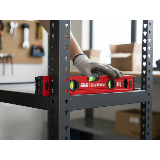 GEKO Aluminium waterpas 300 mm met sterke magneet, 2 libellen en rubber eindkappen