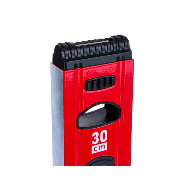 GEKO Aluminium waterpas 300 mm met sterke magneet, 2 libellen en rubber eindkappen