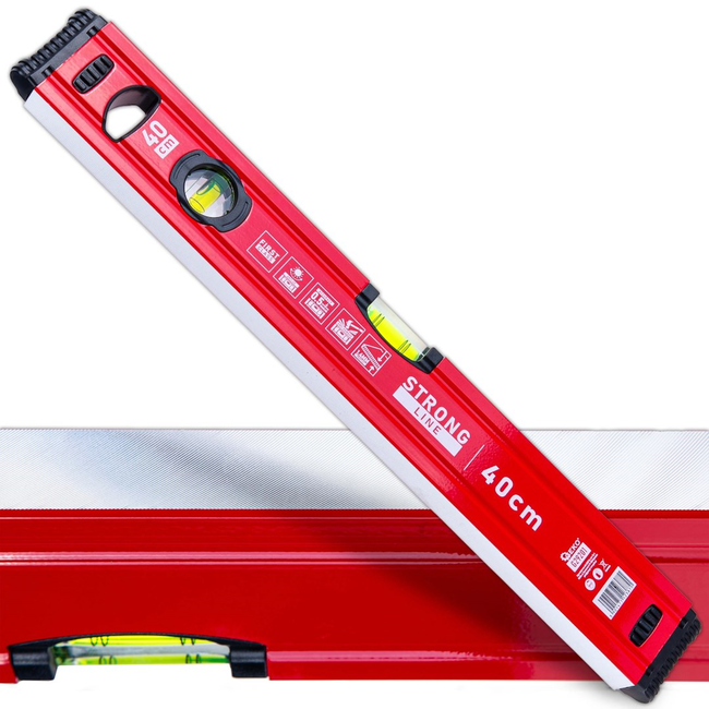 GEKO Aluminium waterpas 400 mm met sterke magneet, 2 libellen en rubber eindkappen