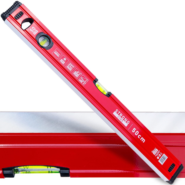 GEKO Aluminium waterpas 500 mm met sterke magneet, 2 libellen en rubber eindkappen