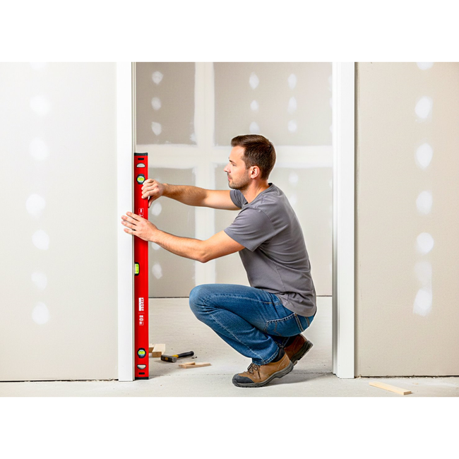 GEKO Aluminium waterpas 800 mm met sterke magneet en dubbele libel voor precisiewerk