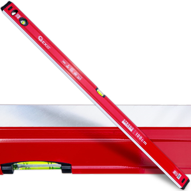 GEKO Aluminium waterpas 1000 mm met sterke magneet en dubbele libel voor precisiewerk