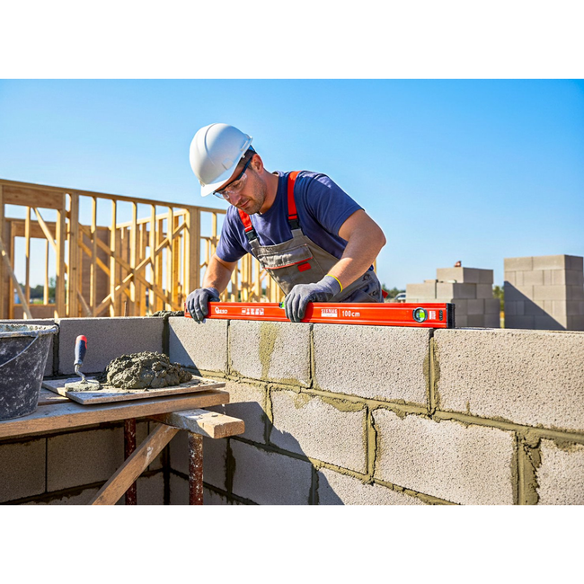 GEKO Aluminium waterpas 1000 mm met sterke magneet en dubbele libel voor precisiewerk