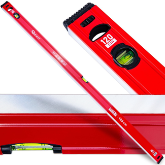 GEKO Professionele aluminium waterpas 120 cm, 0,5 mm per meter, magneet en schokdoppen