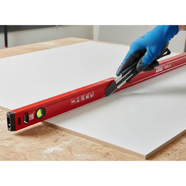 GEKO Professionele aluminium waterpas 120 cm, 0,5 mm per meter, magneet en schokdoppen