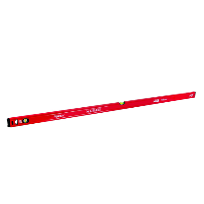 GEKO Aluminium waterpas 150 cm met magneet, 2 libellen en schokdoppen, rood