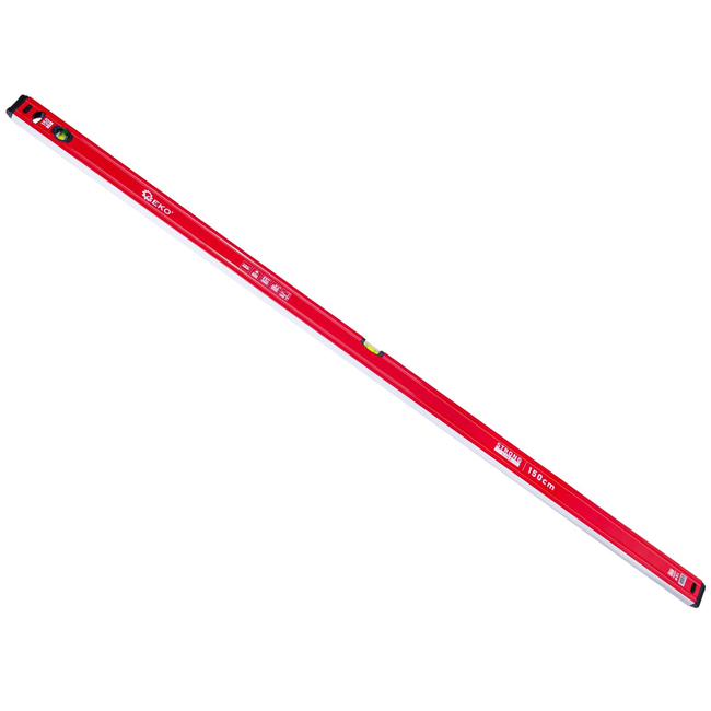 GEKO Aluminium waterpas 150 cm met magneet, 2 libellen en schokdoppen, rood